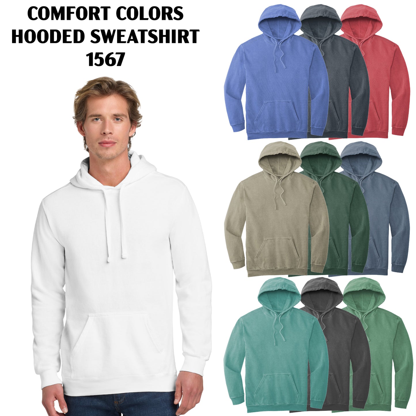 Custom Printed Comfort Colors ® Ring Spun Hooded Sweatshirt (1567)