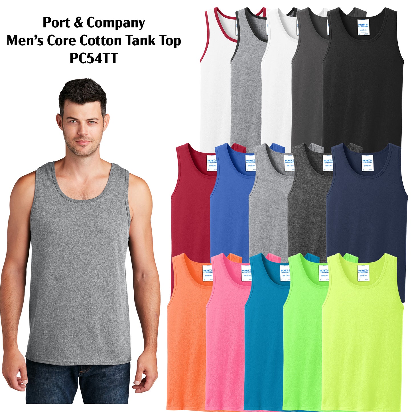 Men's Core Cotton Tank Top 100% cotton - Port & Company® (PC54TT)