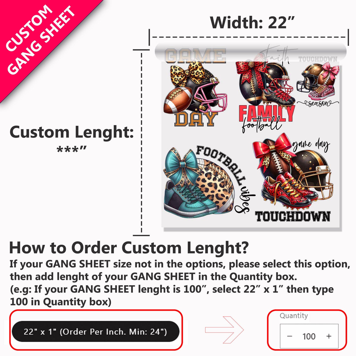 22" DTF Gang Sheet HOT/COLD PEEL (Upload File)