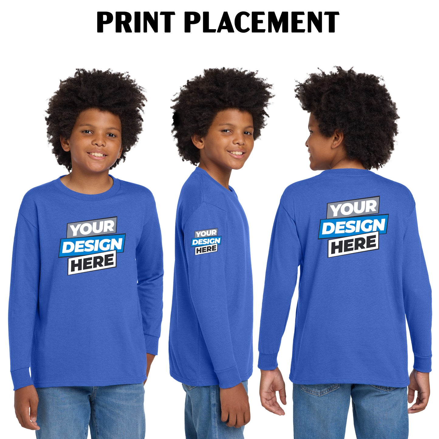Youth Long Sleeve Tee 100% Cotton - Gildan Heavy Cotton® (5400B)