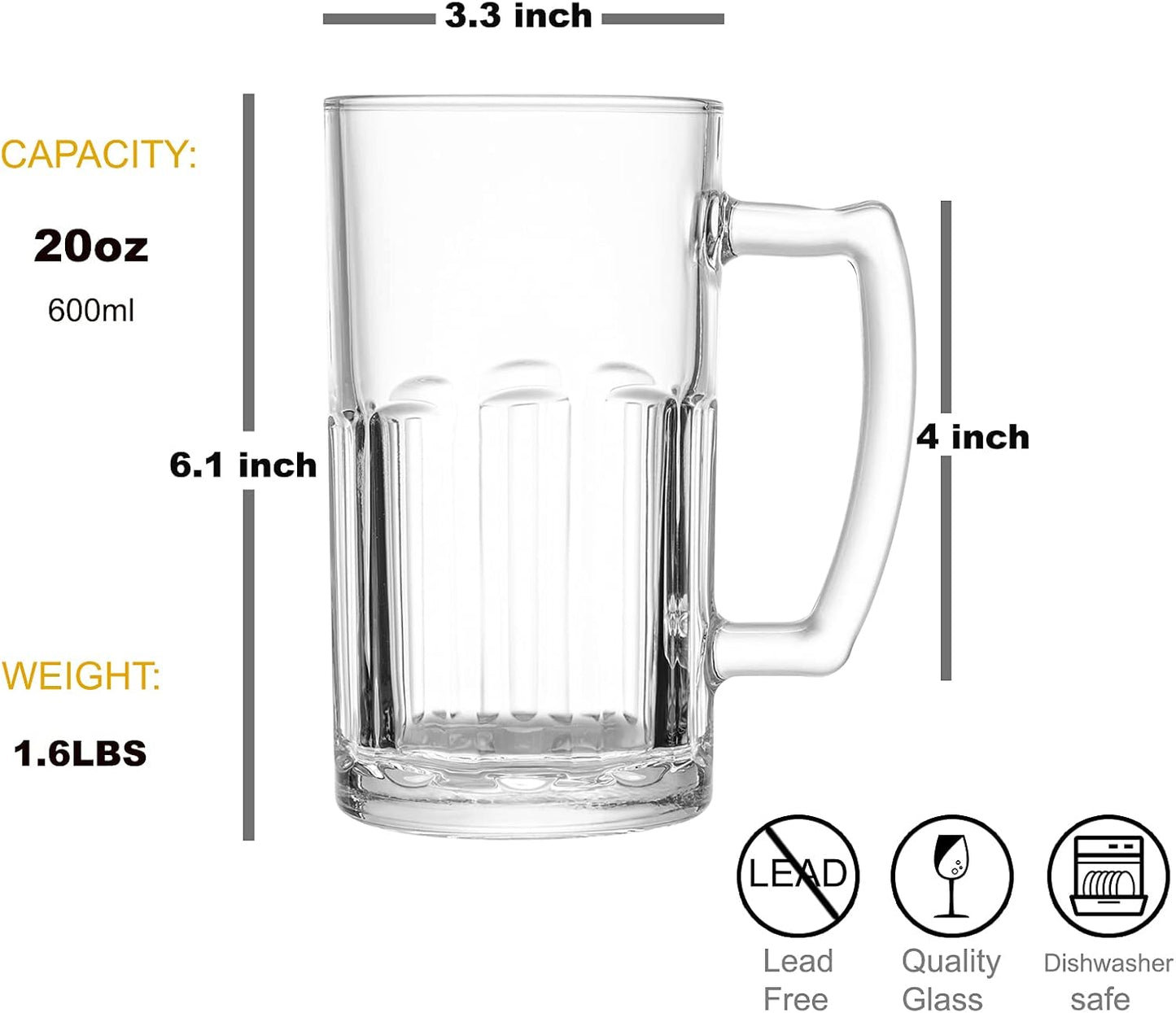 Custom Printed 20oz Beer Glass With Handle (CM117)