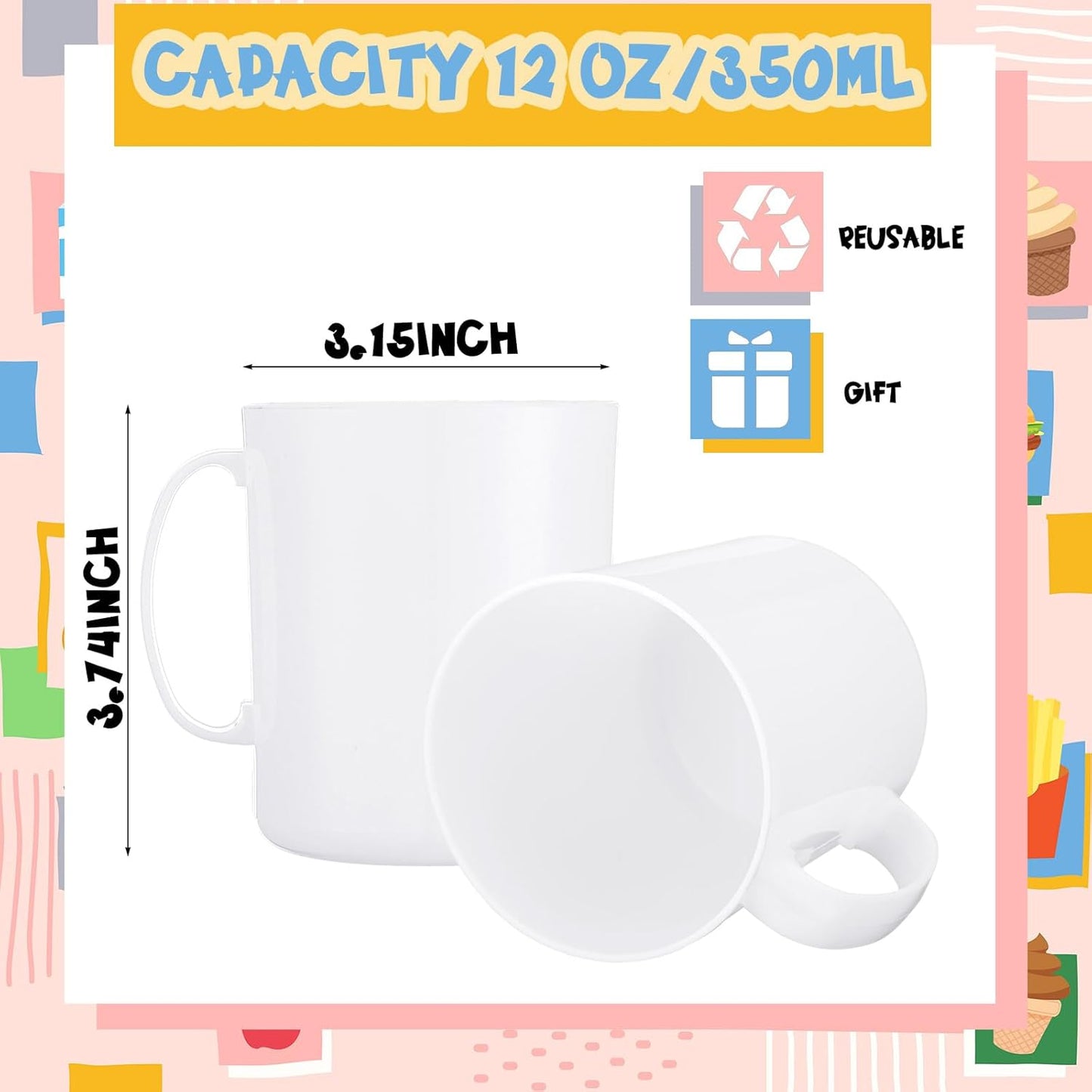 Custom Printed 12oz Unbreakable Plastic Mug (CM105)