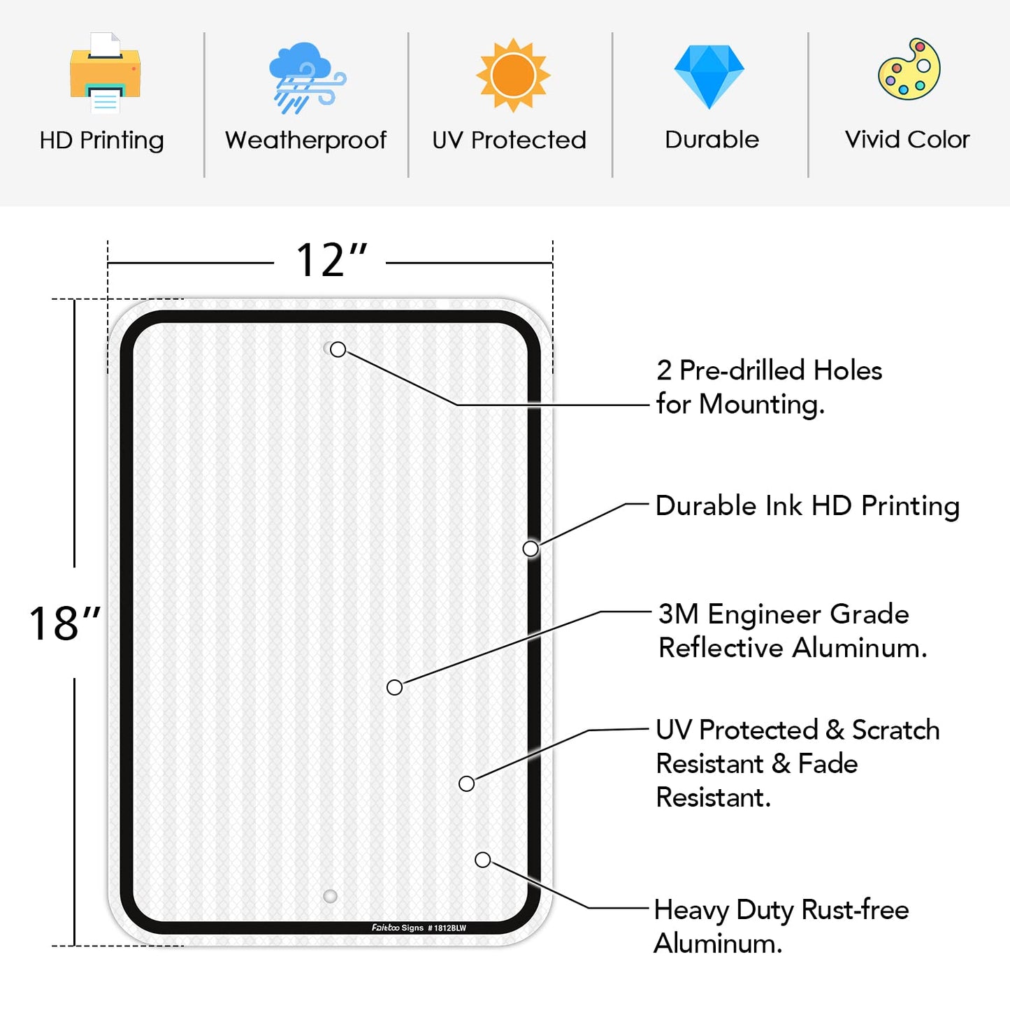 Custom Printed 12"x18" Metal Reflective Sign (TS104)