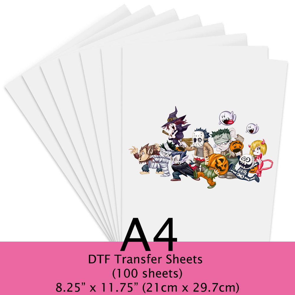 A4 DTF Film Sheets 8.25" x 11.75" (21cm x 29.7cm) Single Matte Warm/Cold Peel