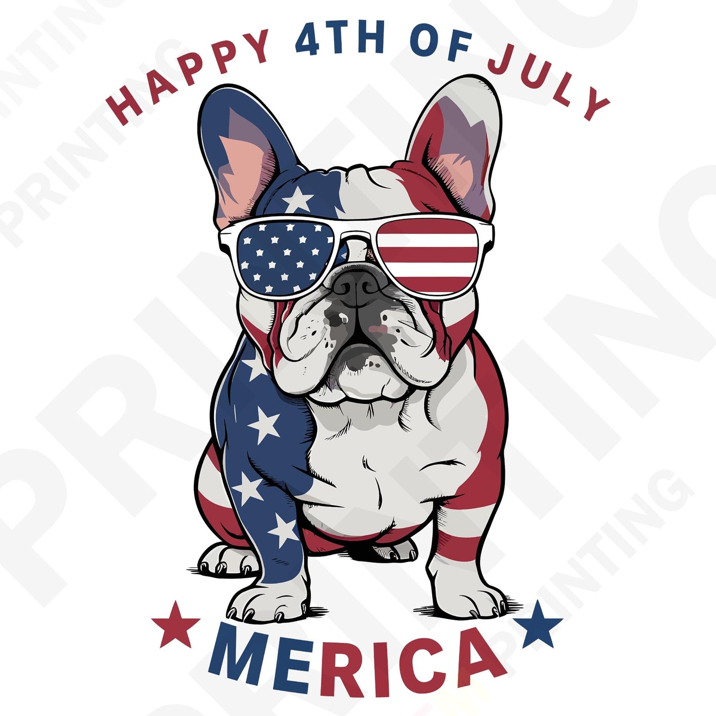 4th Of July Patriotic French Bulldog DTF Transfer Film