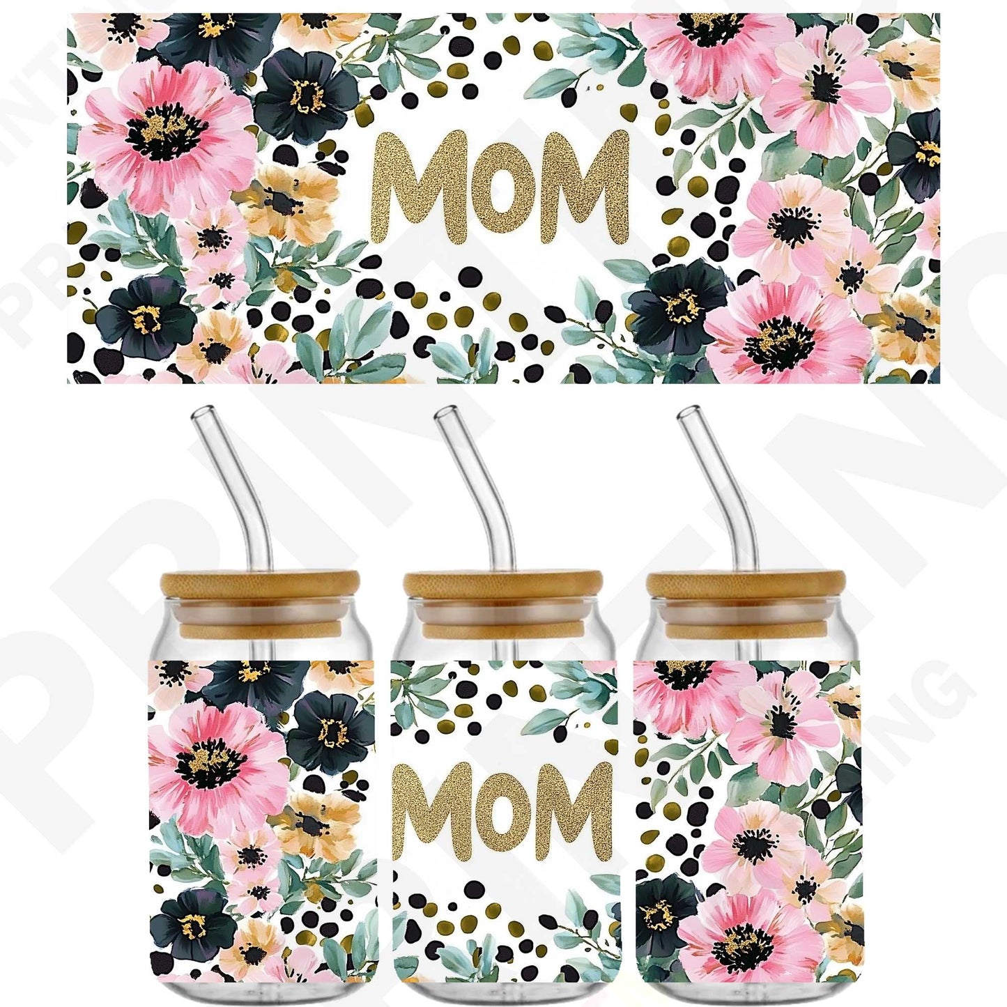 Mother's Day Leopard Mom For 16 oz Glass Cups