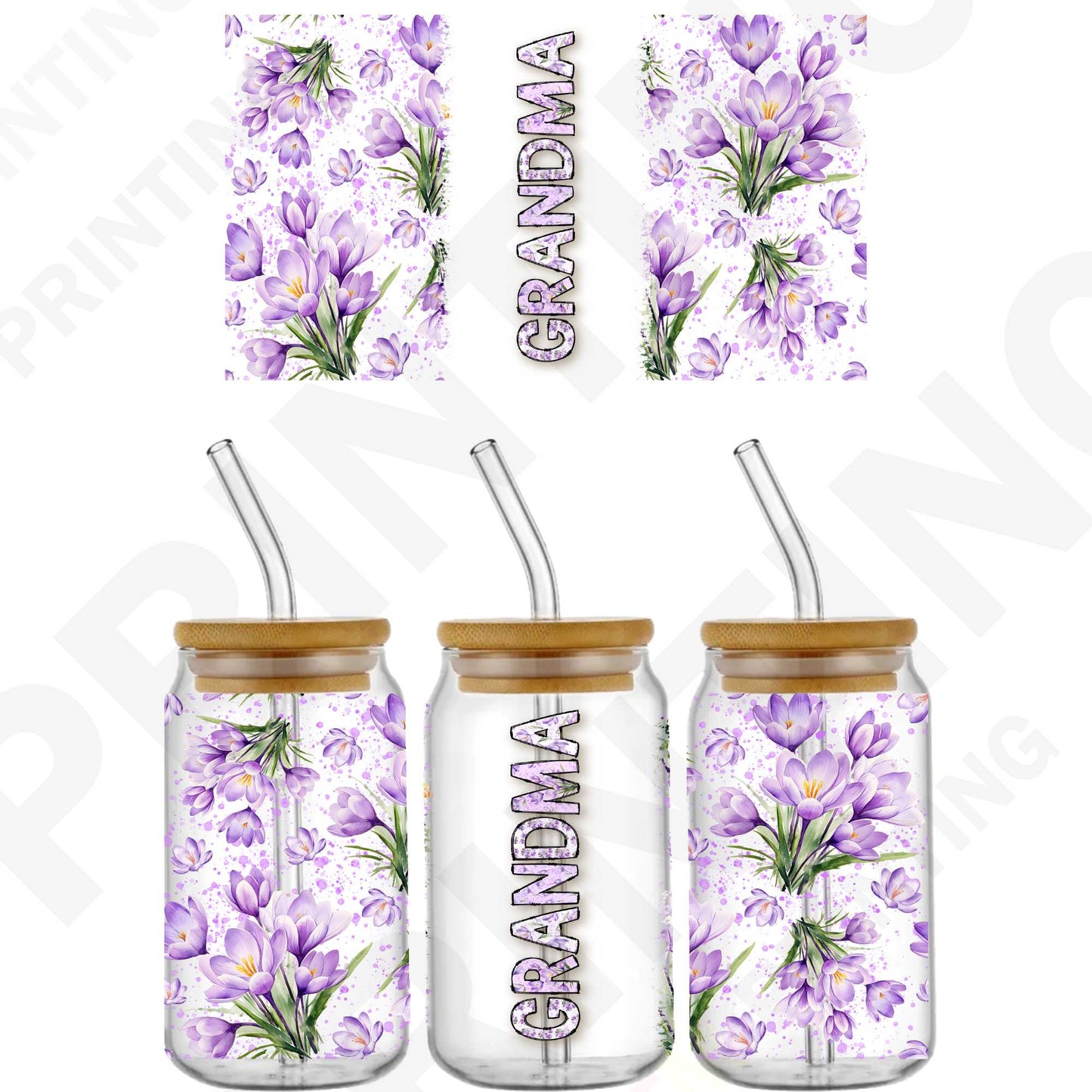 Mother's Day Grandma For 16 oz Glass Cups