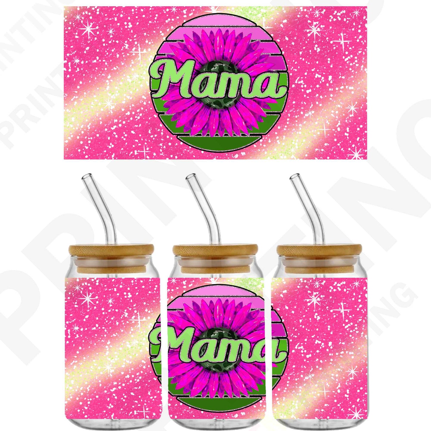 Mother's Day Mama For 16 oz Glass Cups