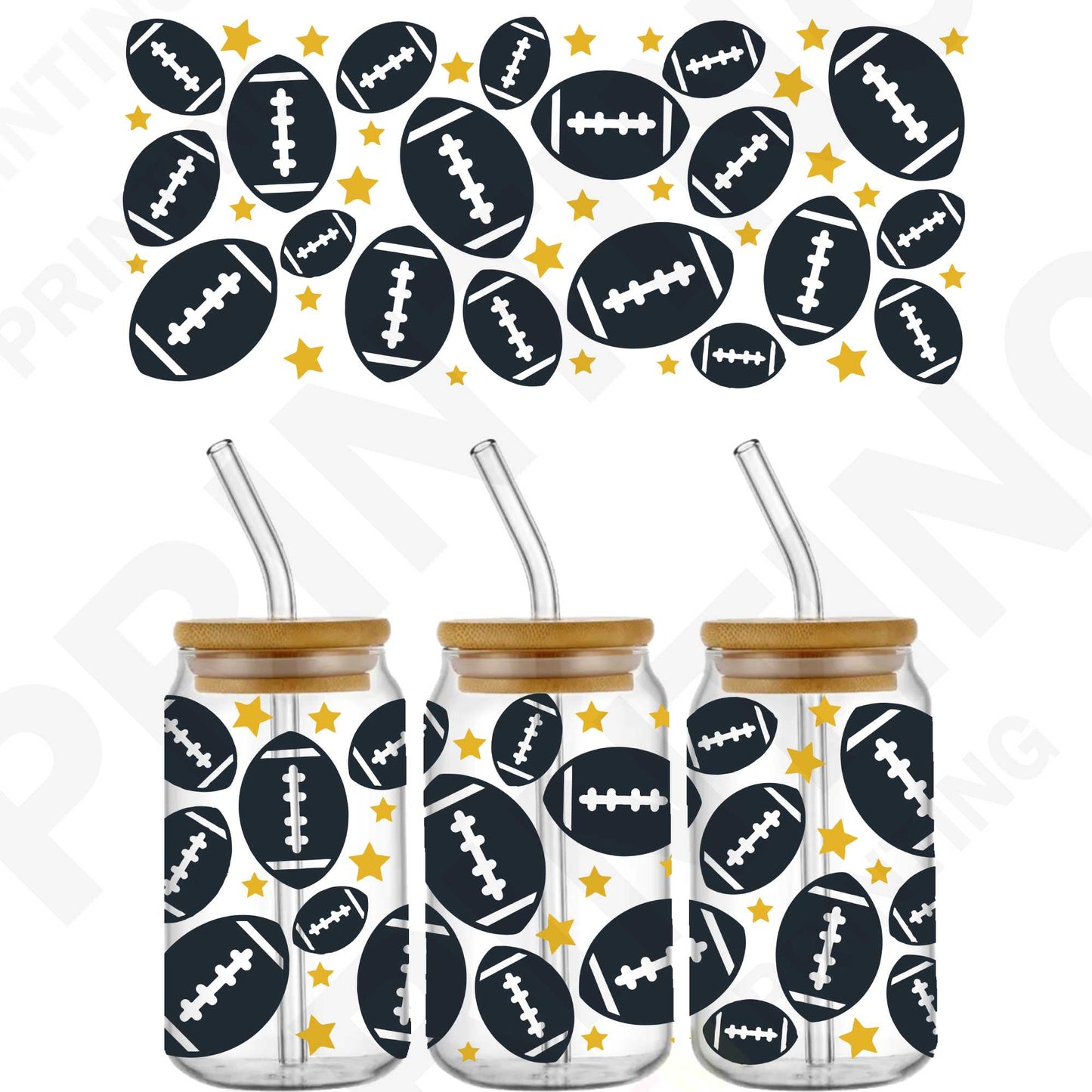 American Football Squad For 16 oz Glass Cups