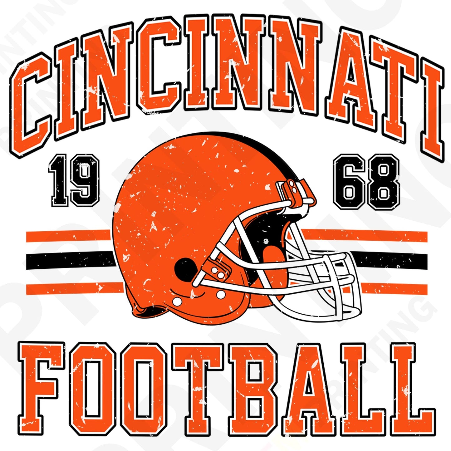 Cincinnati Football Retro Style Iron On Ready To Press DTF Transfer Film