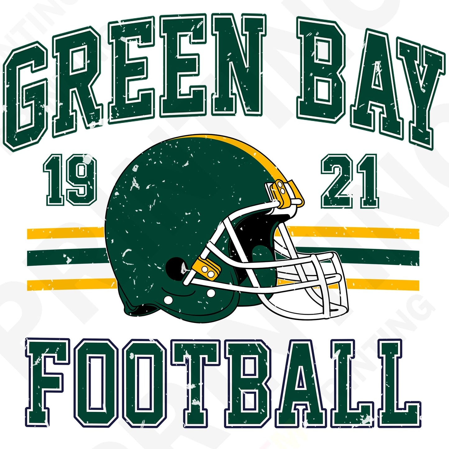 Green Bay Football Retro Style Iron On Ready To Press DTF Transfer Film