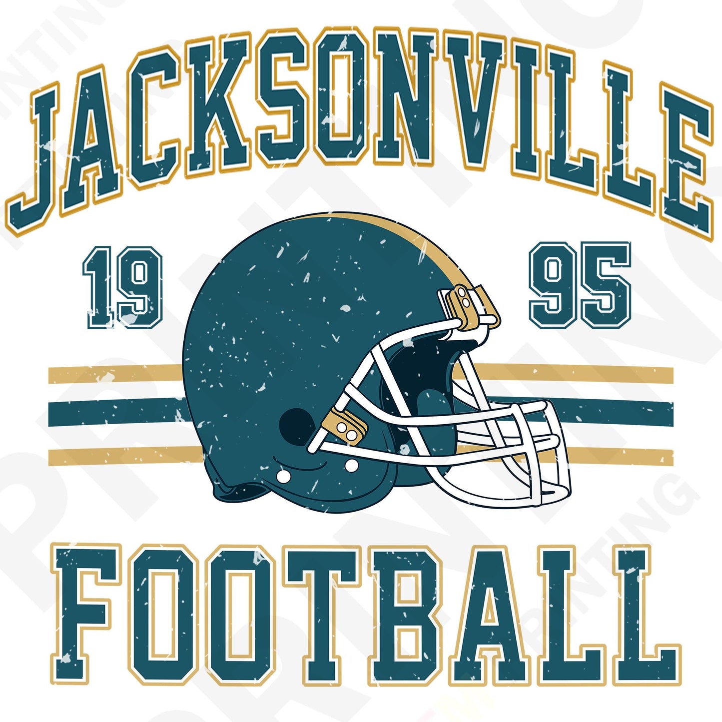 Jacksonville Football Retro Style Iron On Ready To Press DTF Transfer Film