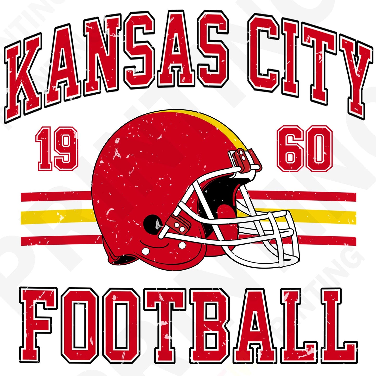Kansas City Football Retro Style Iron On Ready To Press DTF Transfer Film
