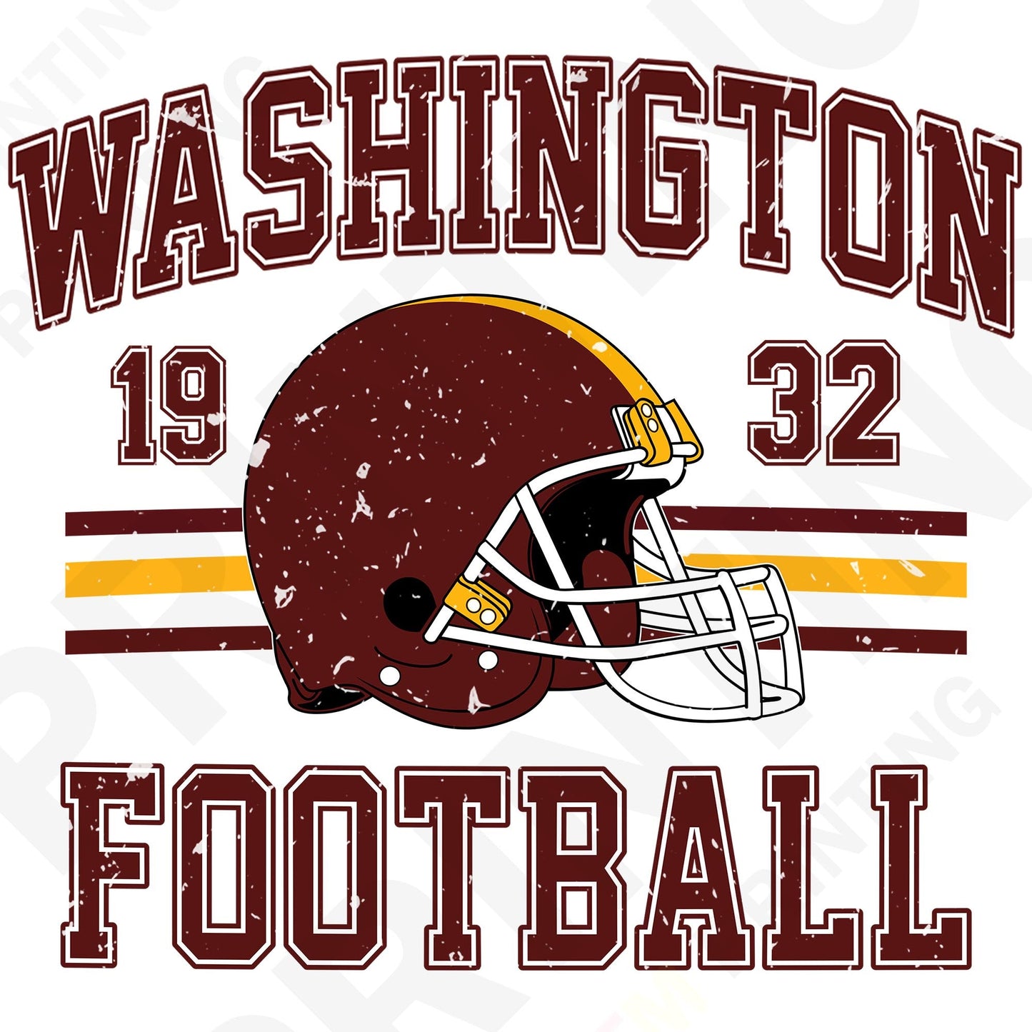 Washington Football Retro Style Iron On Ready To Press DTF Transfer Film