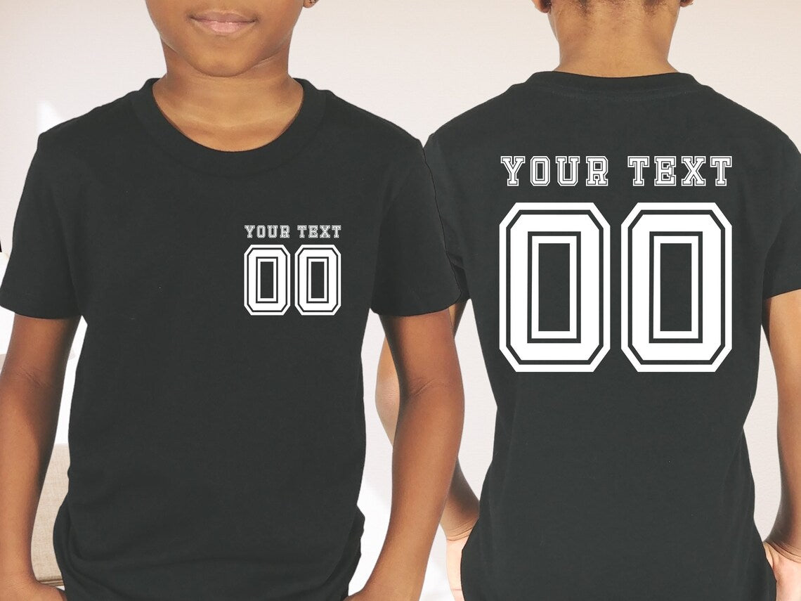 Custom T-Shirt Front and Back Name and Number, Sports Team Name and Number, Personalized Sports Shirt , Customized Text Number Tees