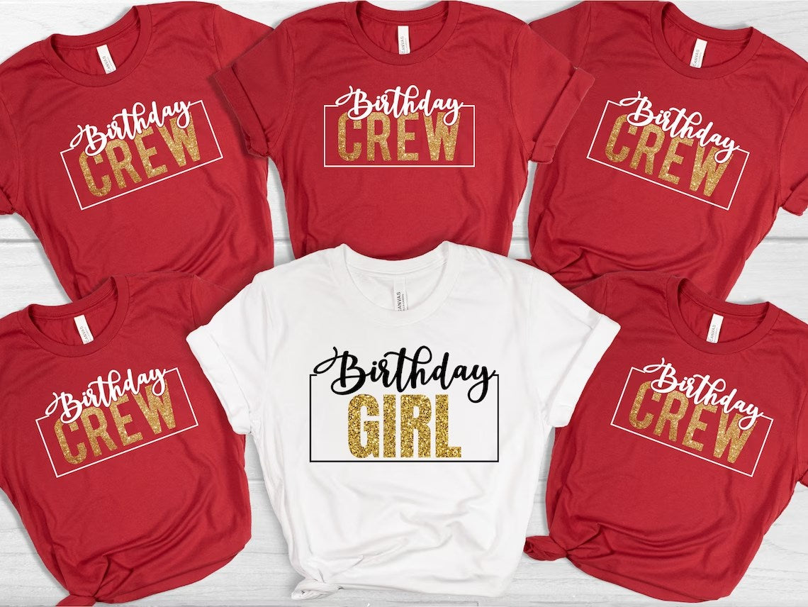 Birthday Crew Shirts, Birthday Group Shirts, Gold Birthday Team Shirt, Birthday Party Shirts, Birthday Girl T-shirt, Gift for Her, Birthday