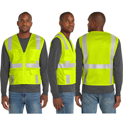CornerStone® ANSI 107 Class 2 Mesh Six-Pocket Zippered Vest (CSV104)