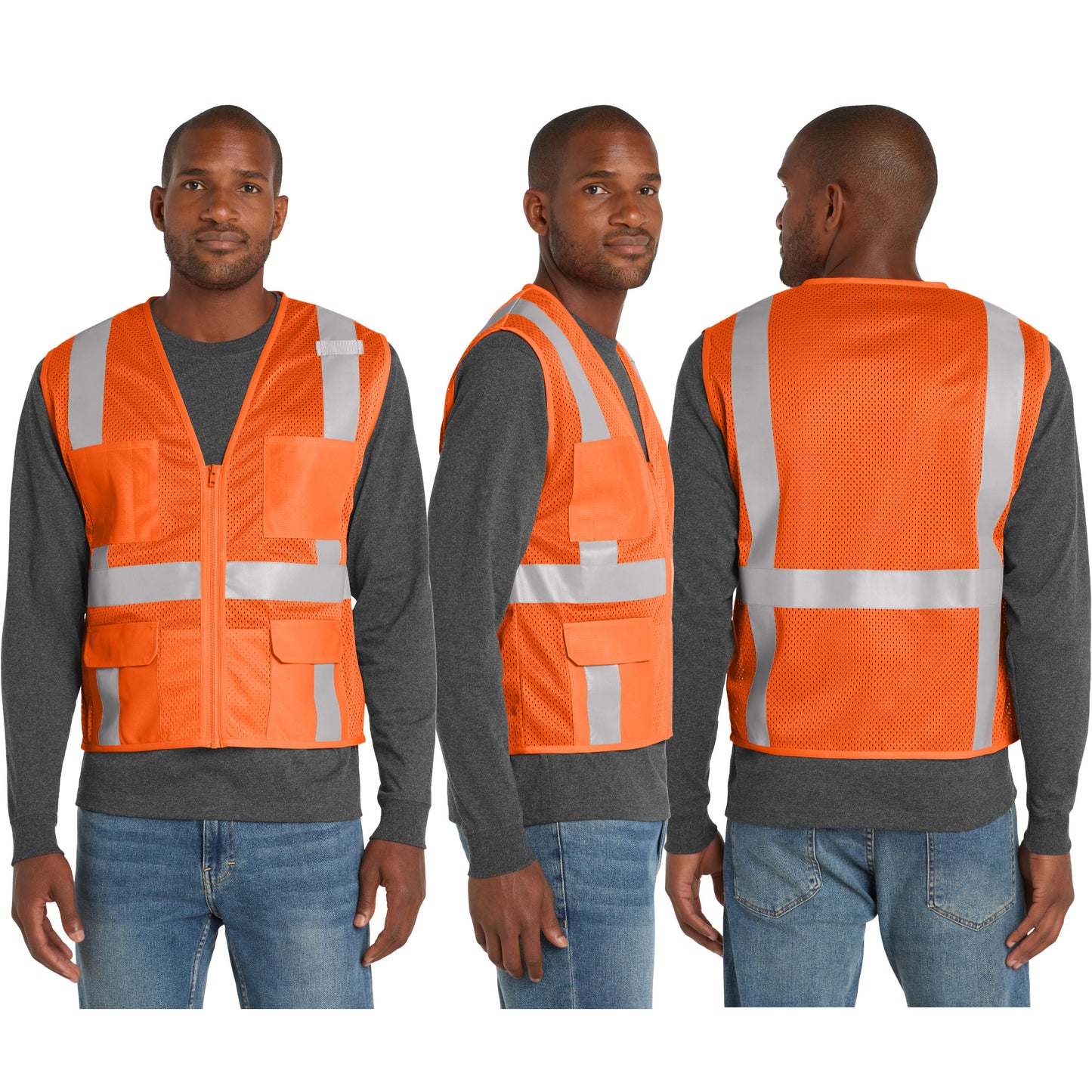 CornerStone® ANSI 107 Class 2 Mesh Six-Pocket Zippered Vest (CSV104)