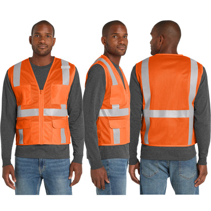 CornerStone® ANSI 107 Class 2 Mesh Six-Pocket Zippered Vest (CSV104)