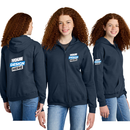 Unisex Youth Heavy Blend™ Full-Zip Hooded Sweatshirt - Gildan (18600B)