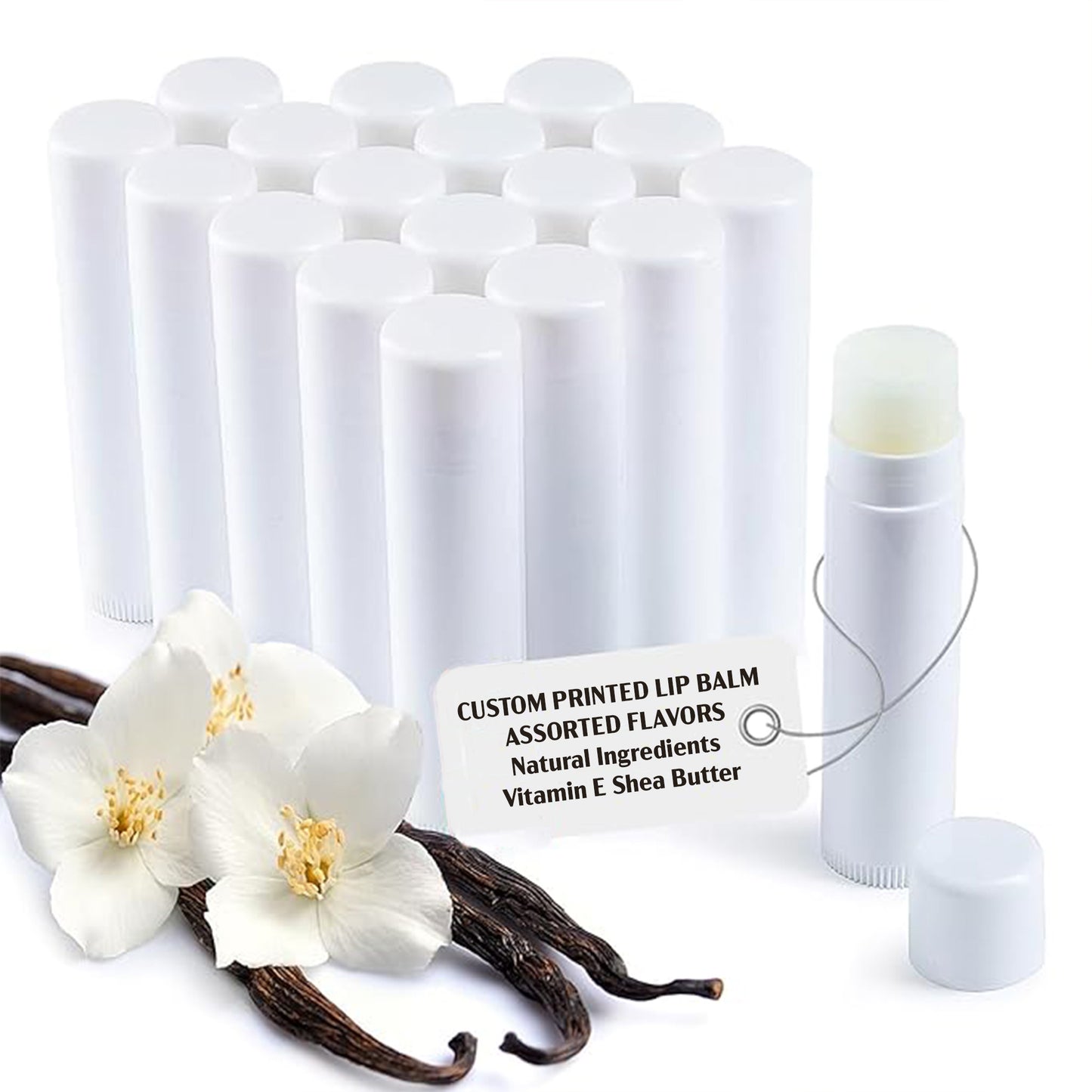 Custom Printed Lip Balm For Party & Wedding Favors - Vanilla/Honey/Peppermint/Cherry Chapstick