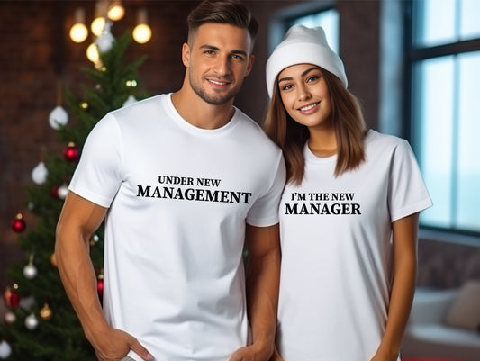 Under New Management I'm The New Manager T-Shirt, Matching Couple Shirts, Honeymoon Shirt, Newly Married Shirt, Funny Wedding Shirt
