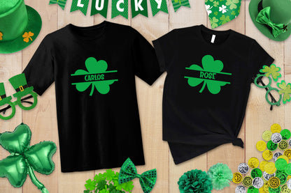 Saint Patrick's Day Custom T-Shirt, Shamrock name Tee, Lucky Charm Saint Patrick's Day Tees, Saint Patrick's Group Shirts, Ireland Couple
