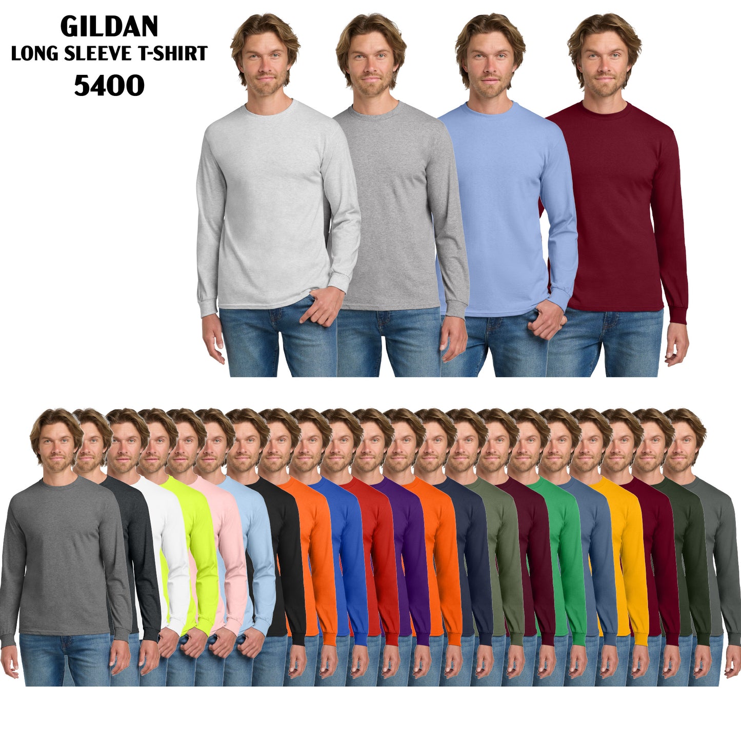 Unisex Long Sleeve Tee 100% Cotton - Gildan Heavy Cotton® (5400)