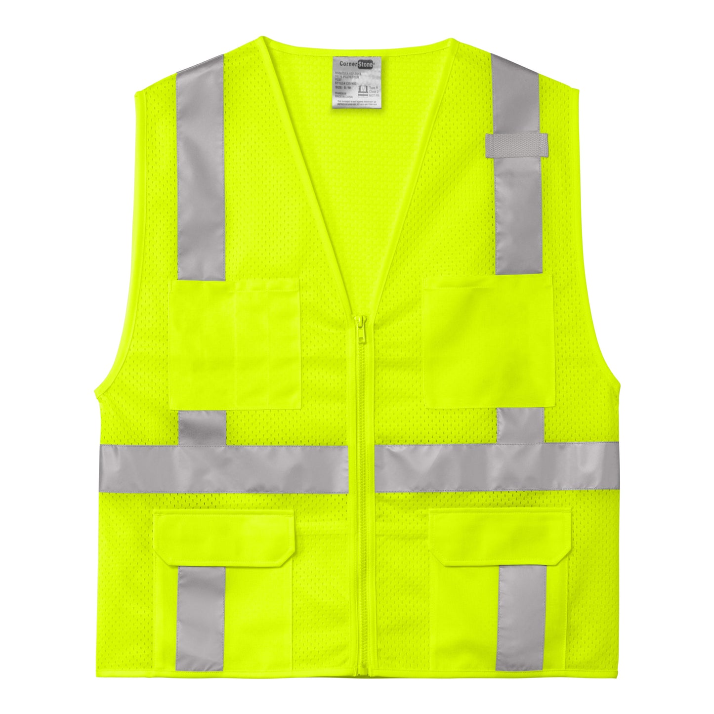 CornerStone® ANSI 107 Class 2 Mesh Six-Pocket Zippered Vest (CSV104)