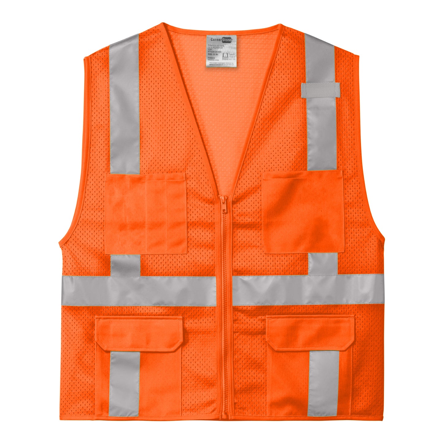 CornerStone® ANSI 107 Class 2 Mesh Six-Pocket Zippered Vest (CSV104)