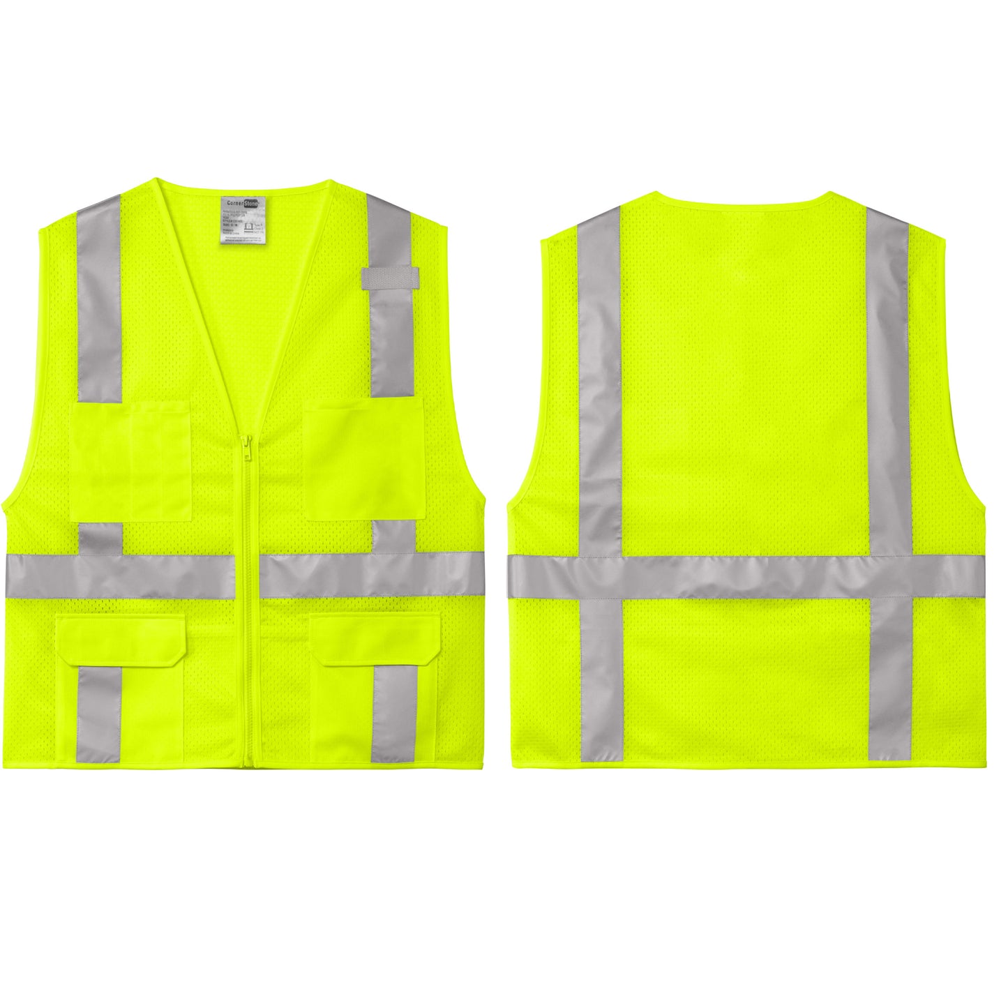 CornerStone® ANSI 107 Class 2 Mesh Six-Pocket Zippered Vest (CSV104)