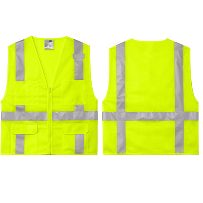 CornerStone® ANSI 107 Class 2 Mesh Six-Pocket Zippered Vest (CSV104)