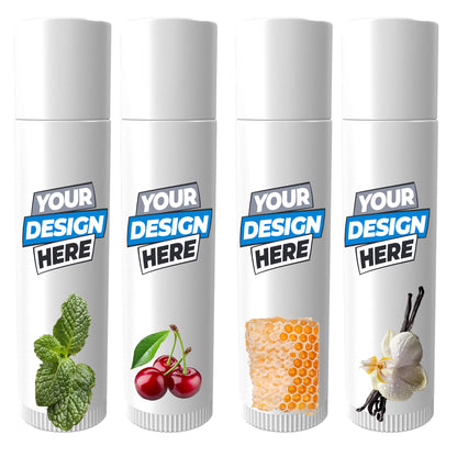 Custom Printed Lip Balm For Party & Wedding Favors - Vanilla/Honey/Peppermint/Cherry Chapstick