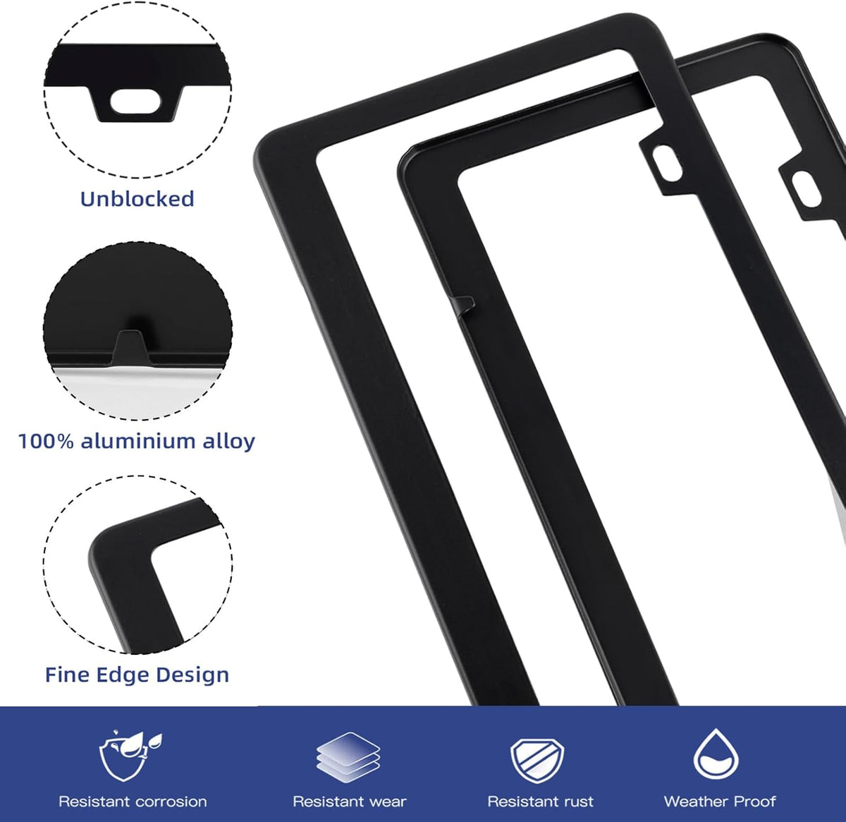 Custom Matte Black Aluminum License Plate Frame 100% Street Legal