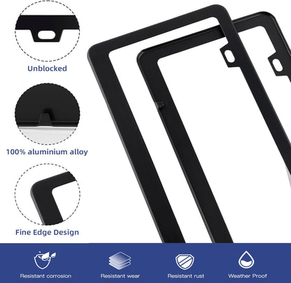 Custom Matte Black Aluminum License Plate Frame 100% Street Legal