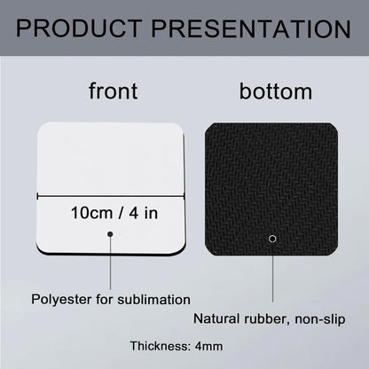 Custom Printed 4 Inch Square Rubber Coasters (CC104)