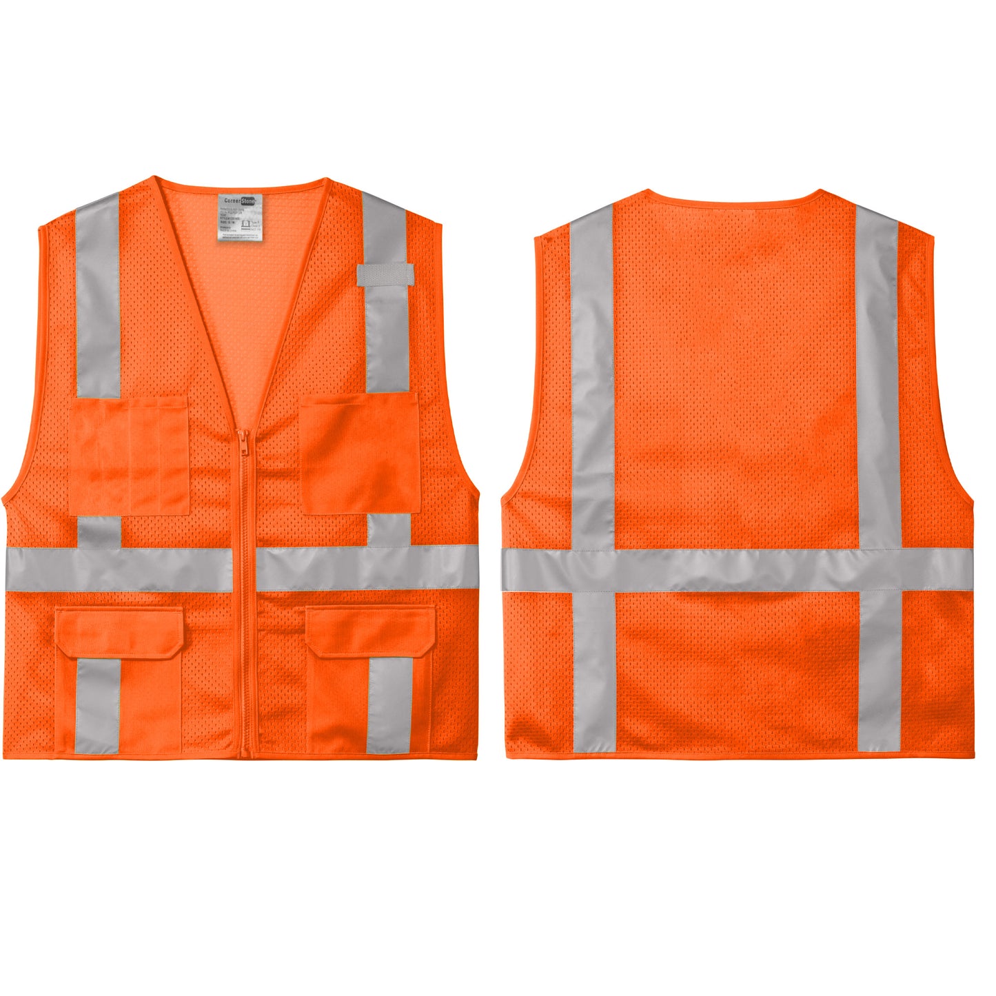 CornerStone® ANSI 107 Class 2 Mesh Six-Pocket Zippered Vest (CSV104)