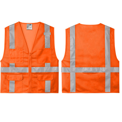 CornerStone® ANSI 107 Class 2 Mesh Six-Pocket Zippered Vest (CSV104)