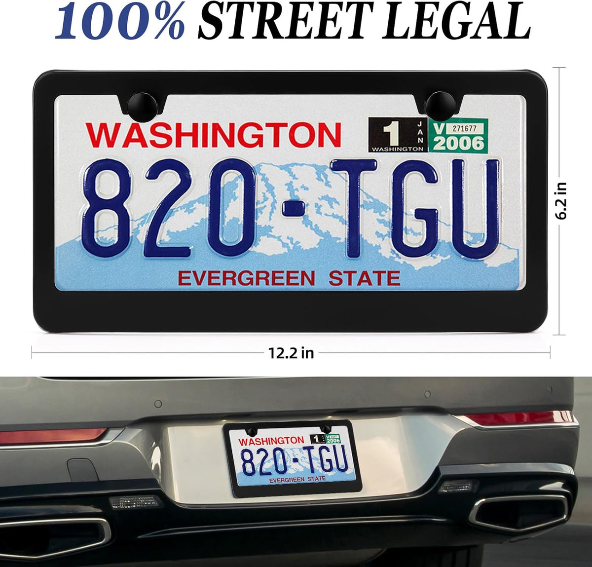 Custom Matte Black Aluminum License Plate Frame 100% Street Legal
