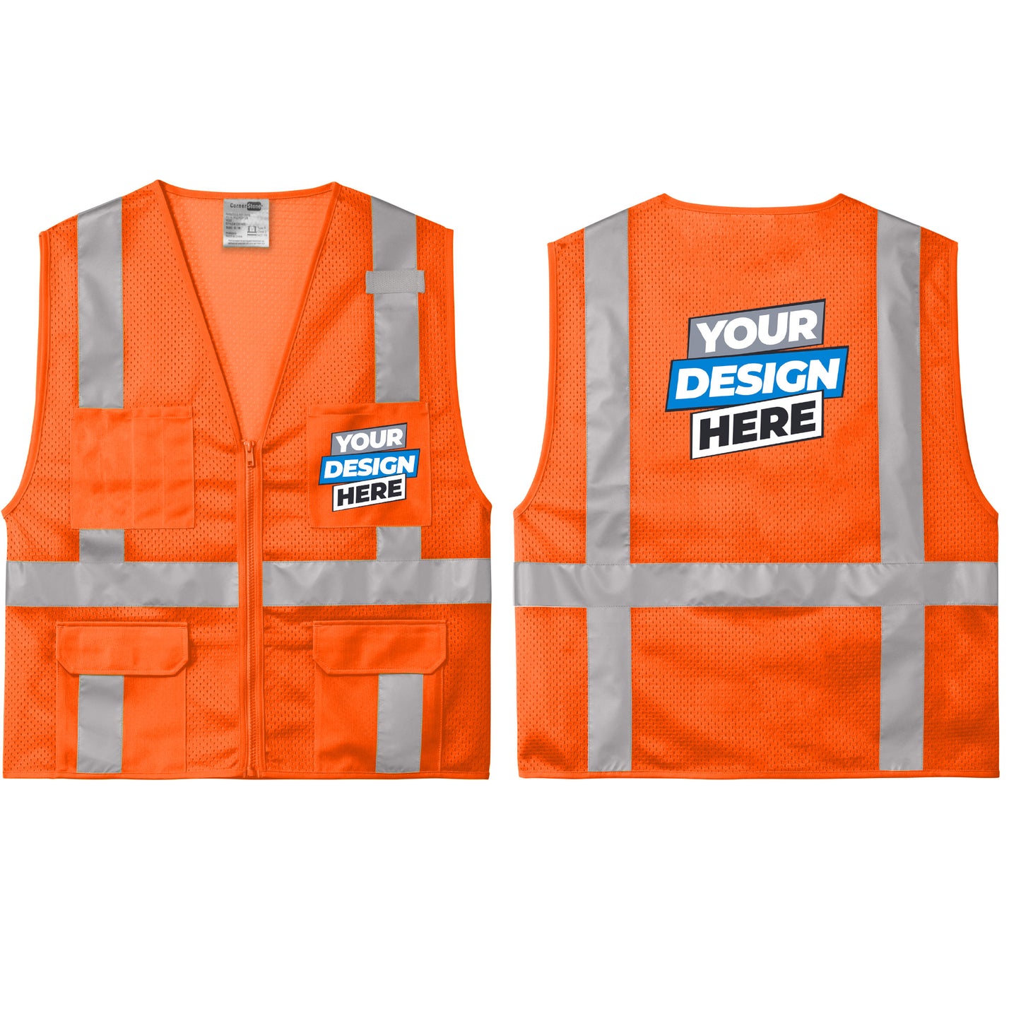 CornerStone® ANSI 107 Class 2 Mesh Six-Pocket Zippered Vest (CSV104)