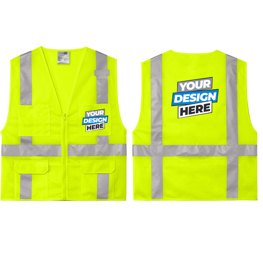 CornerStone® ANSI 107 Class 2 Mesh Six-Pocket Zippered Vest (CSV104)