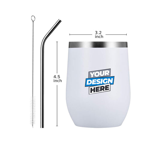 Custom Printed Stainless Steel 12oz Tumbler With Lid & Straw (CM109)