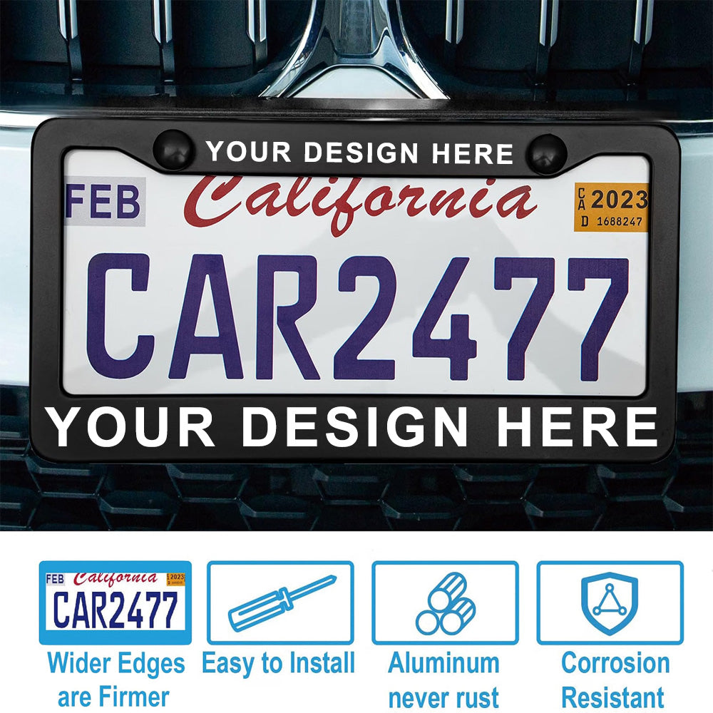Custom Matte Black Aluminum License Plate Frame