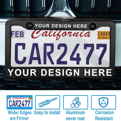 Custom Matte Black Aluminum License Plate Frame