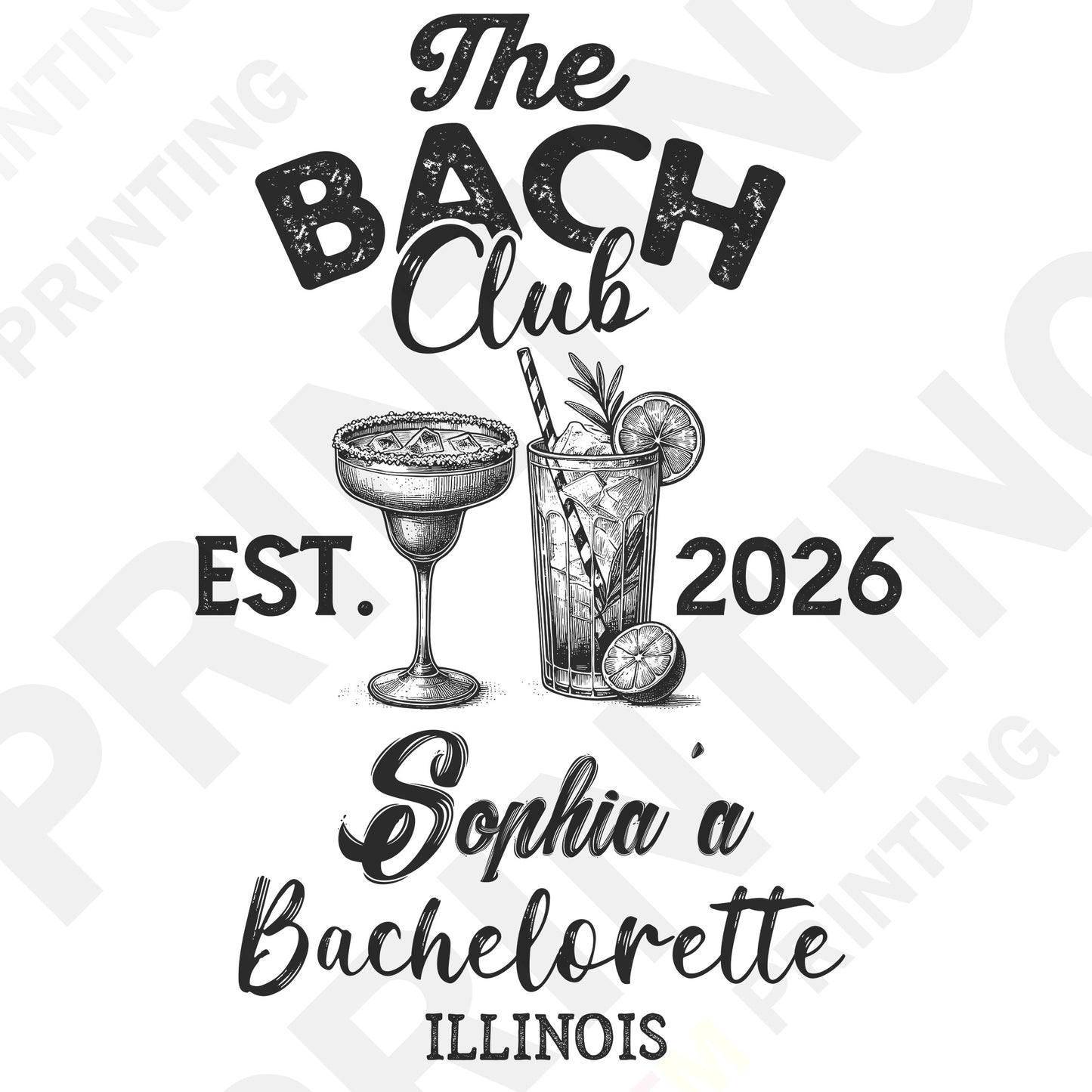 The Bach Club Personalized Bachelorette DTF Transfer