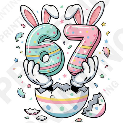 Cute Easter Bunny, Funny 6 7 Meme DTF Transfer, Funny Bunny Easter Shirt Design