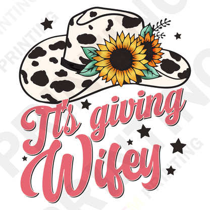 It’s Giving Wifey Bachelorette DTF Transfer – Cowgirl Bride Western Design