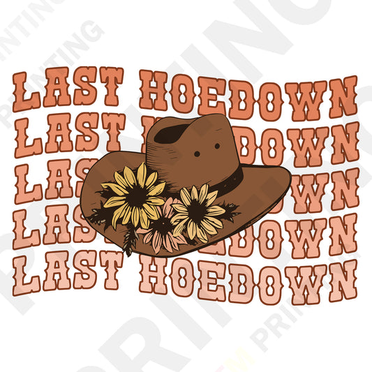 Last Hoedown Bachelorette DTF Transfer – Western Bride Cowboy Hat Design