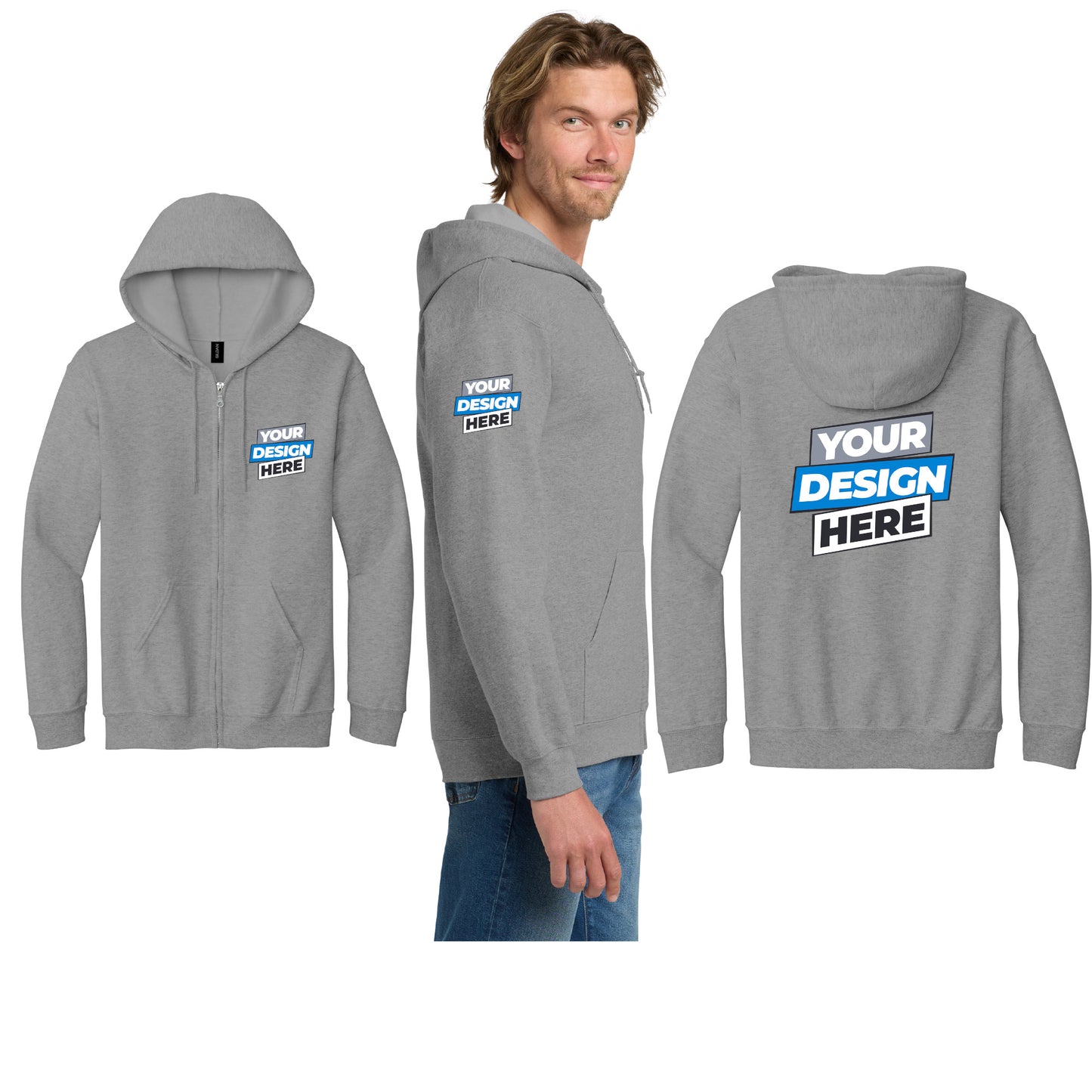 Unisex Heavy Blend™ Full-Zip Hooded Sweatshirt - Gildan (18600)