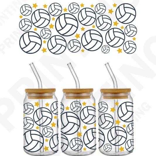 Volleyball Squad Line For 16 oz Glass Cups